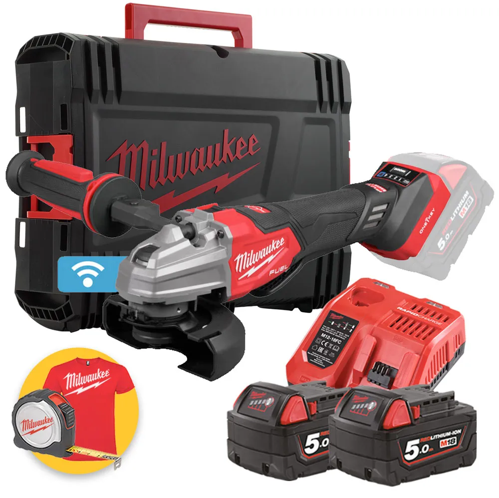 Milwaukee M18 FSAGSVO125X-502X - Smerigliatrice angolare 18V - ONE KEY - doppio interruttore - velocità regolabile